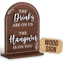 Wood Wedding Bar Sign With Stand - Rustic Table Sign For Wedding Decor, Wooden Wedding Signs For Reception - 婚禮座位安排表 - 查看 9