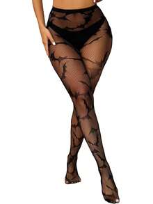 Women's Fishnet Stockings Sexy Tights Lace Pantyhose Pattern Leggings - Black - View 4