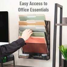 Betesh Mind Reader 5-Tier Vertical File Storage Desktop Organizer Wall Mount Office Metal Mesh 12.75" L x 4" W x 16" H Black - Negro - Ver 6