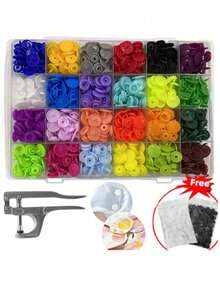 290 Sets, 240/150/50/1, 24 Colors, Glossy Round Plastic T5 Snap Buttons, Perforated Buttons, Seamless Buttons, Suitable For Handmade Clothing, Maternity Pads, Fabrics And DIY Gifts, Clothing Sewing, Wearable Bags, Christmas Home Decor - Multicolor - View 1