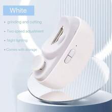 LUYAO 二合一电动指甲钳，带LED灯，自动磨甲器，成人迷你美甲工具，指甲护理 - 白色 - 查看 11