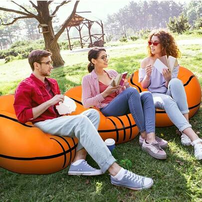 Creative Basketball Inflatable Sofa, Thickened PVC Material, Random Color, Outdoor Camping Leisure Chair