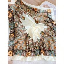1pc Minimalist Printed Satin Scarf, New Spring Fashion Accessory Scarf, Suitable For Women, Can Be Used As A Waistband, Bag Decoration, Ribbon, Headband Or Scarf, An Ideal Choice To Enhance Your Overall Look. - 米色-1 - 查看 4