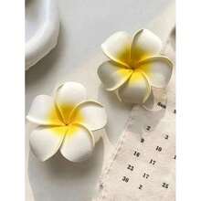 2 Pcs Fashionable And Cute Women's Yellow Plumeria Hair Clips, Plumerias Are Suitable For The Beach, Weddings, Parties, Dates, And Daily Wear. Valentine's Hair Clips, Claw Clips, Hair Claws, Hairpins, Hair Clips, School Items - Nhiều màu - Xem 2