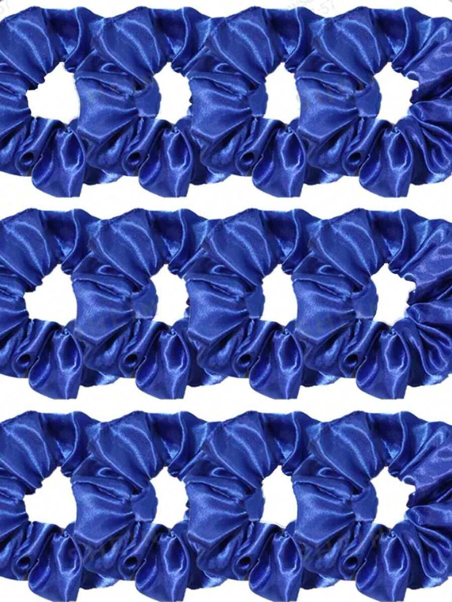 Bộ 1/12 dây buộc tóc bằng lụa satin mềm mại, không gây hư tổn tóc, thích hợp cho kiểu tóc đuôi ngựa cao và trang phục thường ngày. Bộ dây buộc tóc thời trang Klein Blue. - Xanh đậm - Xem 1