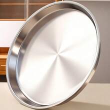 1/3件套不锈钢深圆盘，不易碎金属餐盘，浅汤盘，沙拉意面牛排鱼盘，防滑餐具，厨房餐具，家用餐厅日常使用 - 查看 5