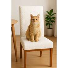 Quilted Chair Cover Kit With 6 Units - Exclusive Anti-Cat Spandex - 白色 - 查看 3