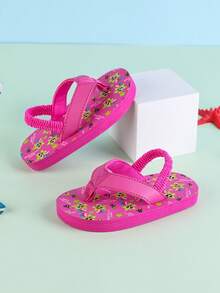 1双春夏新款舒适时尚休闲轻便女童拖鞋，可爱兔子和星星图案，软底易穿脱凉鞋 - 玫紅色 - 查看 2