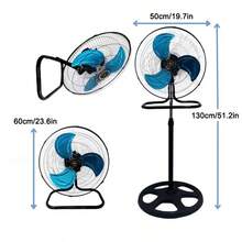 3 en 1 ventilador de piso de grado industrial multifuncional de 19.7 pulgadas, ventilador de pared/escritorio extraíble, velocidad del viento ajustable en tres niveles, ajuste de elevación y elevación, cabeza de balanceo de gran angular - Tipo de Enchufe A USA (110-127V) - Ver 10
