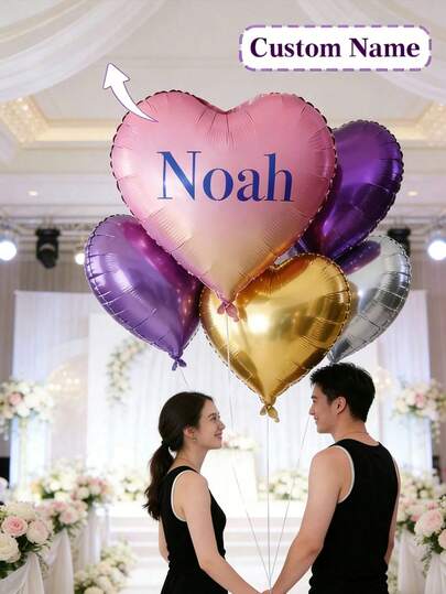 Ballons en aluminium en forme de cœur mat personnalisables, peuvent imprimer des noms, ballons de la Saint-Valentin, ballons d'anniversaire, ballons personnalisés, ballons conçus par soi-même