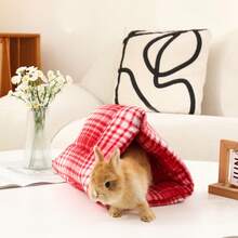 Guinea Pig Tent Nest, Warm Plush Burrow Hideaway Bed For Small Pets Like Hedgehog, Mouse, Mini Rabbit, Squirrel, Ferret - A-Red - View 1