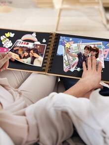 复古螺旋装订可定制相册，创意贴纸DIY相册，个性化纪念相册，适用于DIY婴儿相册、婚礼纪念相册、婚礼宾客签名册、家庭相册、情侣相册、同学相册、手工礼品相册、返校季相册、学习用品 - 彩色 - 查看 3