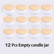 6个白色圆形空蜡烛罐套装，带木盖，DIY香薰蜡烛用品，小物件收纳，婚礼生日派对装饰，送朋友的礼物 - 小肚 - 查看 12