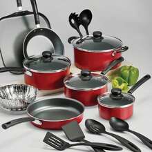 Primaware 18 Piece Non-Stick Cookware Set, Red - Xem 10