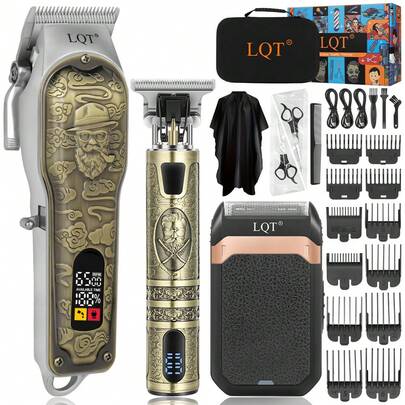  LQT 3-In-1 Men's Grooming Kit (3pcs/1pc) - Rechargeable Hair Clipper, Beard Trimmer, Electric Shaver, Wireless Multi-Function Haircut Set, USB Charging, With Guide Comb, Ideal For Home Haircut, Beard Styling And Personal Care, Perfect Gift For Father's Day