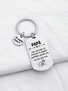 1pc Stainless Steel Keychain, Father's Day Gift For Dad, Exquisite Father's Day Gift Keychain - Multicolor New-1 - View 2