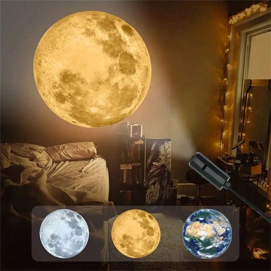 1 buah Proyektor Bulan Mini USB, Lampu Bumi & Galaksi LED dengan 3/6 Gambar Planet yang Dapat Diganti, Lampu Dekorasi Langit-langit LED yang Dapat Diatur 360°, Cocok untuk Lampu Malam Kamar Anak, Pencahayaan Suasana Rumah, Dekorasi Ruangan, Hadiah Dinding - MultiWarna - View 1
