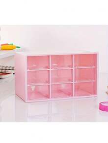 9-Grid Drawer Style Storage Box, Student Dorm Anti-Dust Makeup Jewelry Organizer - Multicolor - View 5