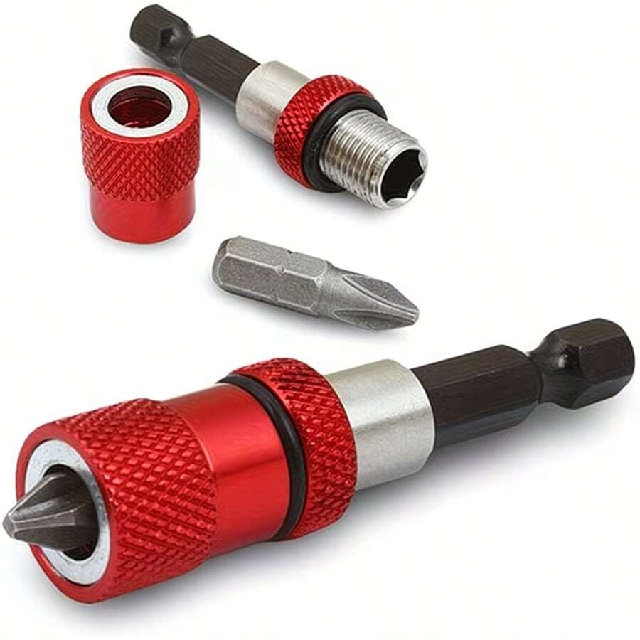 2pcs Adjustable Depth Screwdriver Bit Holder Magnetic Steel Screwdriver Bits For Drywall, 1/4" Hex Shank With 2pcs S2 Screwdriver Bits