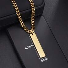 1 Pc Custom Name Stainless Steel Cuban Chain Square Pendant Necklace - Multicolor - View 11