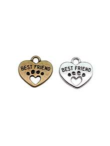 10pcs 14x15mm Double Sided Best Friends Paw Heart Charms Pendant For DIY Jewelry Making Necklace Keychain Phone Chain Bracelet Making Accessories Handmade Craft Making Findings - Dog Paw - View 3