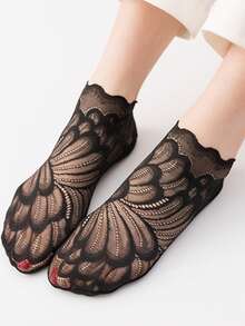 1/5/10 pares de calcetines invisibles con adorno de encaje para mujer, calcetines finos y transpirables con malla y encaje en la Bottom, ideales para el verano - Multicolor - Ver 5