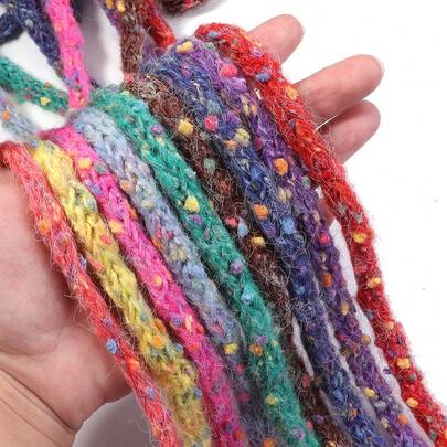 5 Yards/Pack Acrylic Colorful Dotted Hollow Knitted Round Cord, Autumn/Winter Scarf, Glove DIY Material, Gift Packaging, Hair Accessories, Bow Decor
