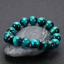 1 Pieces, Blue Tiger Eye Beaded Bracelet-8mm Natural Gemstone, Unisex Daily Wear And Special Occasion Jewelry, Perfect Birthday Gift [Glass Material] - Multicolor - View 6