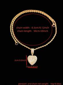 Bộ 1 dây chuyền mặt hình trái tim đính đá Cubic Zirconia và dây chuyền hình trái tim 10mm, bộ trang sức thời trang phong cách hip hop dành cho nữ, thích hợp đeo hàng ngày hoặc dự tiệc, quà tặng ngày Valentine. - Vàng - Xem 16
