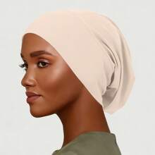 YPGVUO 1PC Solid Color Hijab Undercap, Soft Stretch Elastic Inner Cap, Wrinkle Back Design Headscarf Base Cap For Daily Wear & Ramadan(Runs Large) - A - View 18