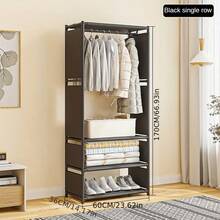 1pc Multi-Function Wardrobe - Dustproof Storage Rack With Hanging Rod, Easy Tool-Free Installation, 66.93 Inches Tall, Suitable For Storing Shoes, Clothes, Bags And Other Items, Space-Saving Design, Applicable For Bedroom, Office, Dorm, Living Room - Multicolor - View 13