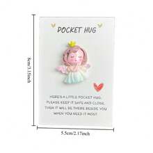 1个天使主题口袋拥抱纪念品，附赠贺卡，可爱树脂天使摆件纪念品，送给朋友和家人的励志礼物，生日、毕业典礼或任何需要拥抱的场合 - 查看 10