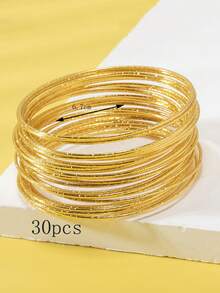 20pcs Delicate Bling Bamboo Knot Embossed Bangle Bracelets For Girls - Multicolor - View 40