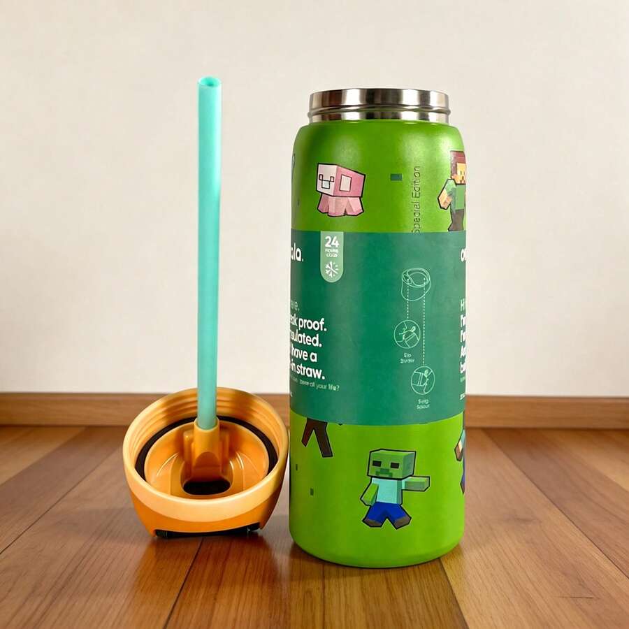 Owal'aWater Bottle 32oz,Multiple Colors Are Available,With Straw,Heat Preservation Time More Than 24 Hours, Cold And Hot Water Can Be Insulated, Can Make Coffee, Frozen Drinks, Beautiful Appearance, Exquisite Workmanship, Suitable For Camping, Work, Indoor Use. - -32oz - 查看 1