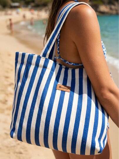 45x35cm Herringbone Pattern Tote Bag - Lightweight And Fashionable, Suitable For Daily Use