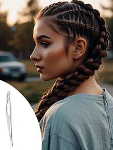 6件套编发锁扣工具，Sister Lock编发固定工具，8种编发造型工具，Sister Lock编发钩针套装，假发和接发必备工具 - 銀色 - 查看 5