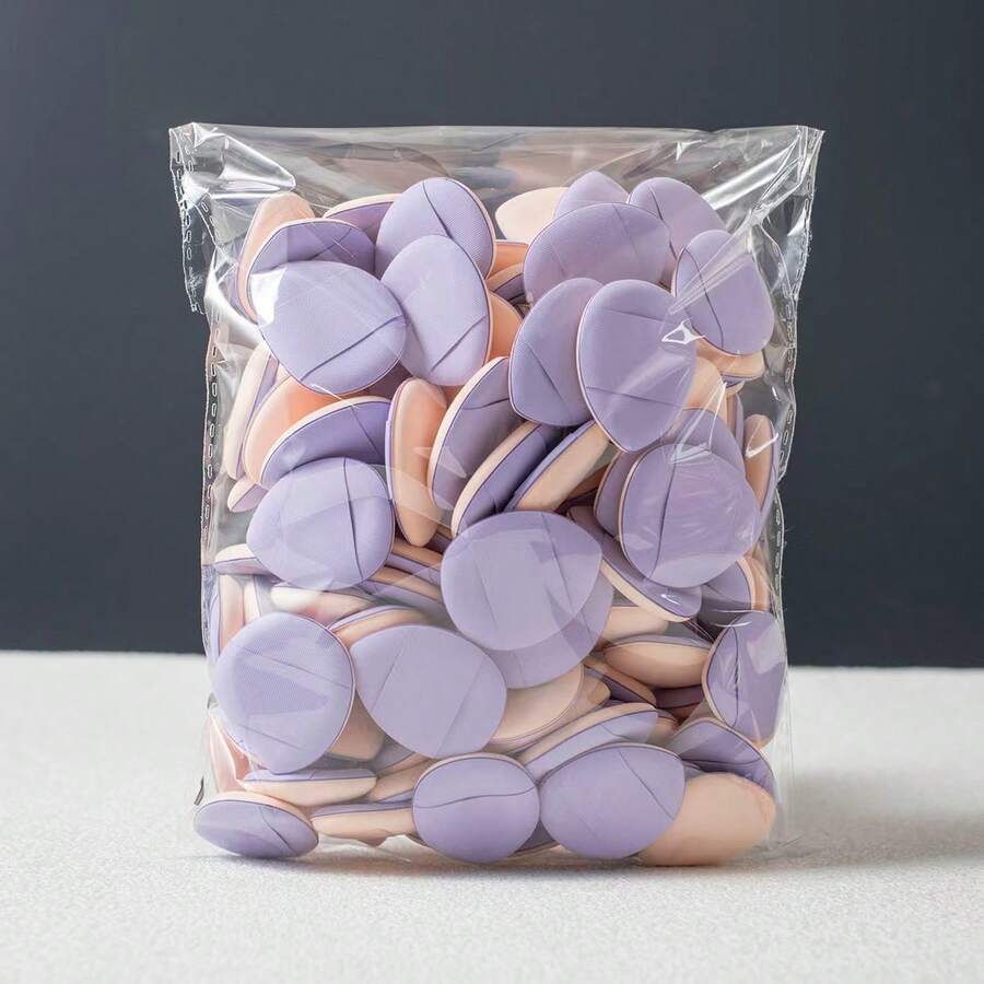 15/30/60/100pcs Mini Triangle Makeup Sponge Applicators, Waterproof PU Cosmetic Makeup Sponge Set, Suitable For Foundation, Concealer, Suitable For All Skin Types, Women Makeup Finger Sponges - Lilac Purple - View 1