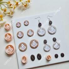 咖啡豆饰品制作套装、咖啡拿铁拉花软陶耳环切割器、食品饮料系列饰品制作软陶切割器 - 米色 - 查看 6