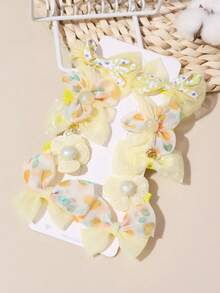 10pcs/Set Girls Fabric Flower & Bow Hair Clips, Gentle On Hair, Suitable For Daily Wear - MultiWarna - View 8