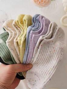 5/10 Pairs Women Short Socks, Polka Dot And Striped Design, Suitable For All Seasons, Random Colors - Multicolor - View 7