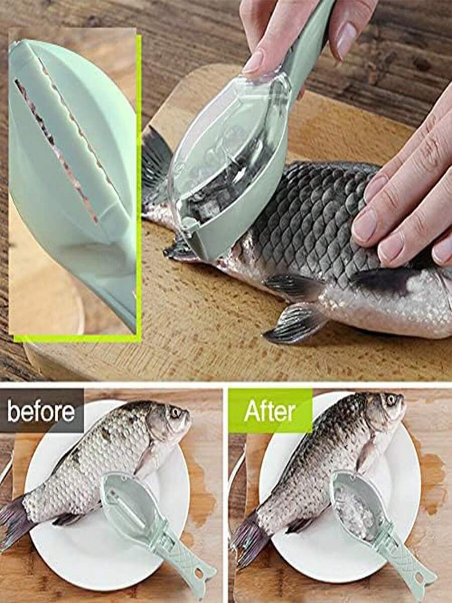Quick Method To Remove Fish Skin - Plastic Fish Scales Scraper - Simple Kitchen Cleaning Tool - Detergent Tool - Skin Brush - Scrubbing - Cleaning - Fish Scaler - Scrapper - Kitchen Supplies - Gifts For Fishing Friends, Relatives And Acquaintances. - View 1