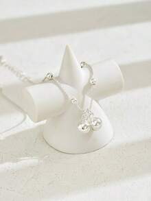 1 pieza Tobillera con colgante de campana de plata S925, diseño con cuentas, estilo fresco para uso diario en la playa en verano - Plateado - Ver 3