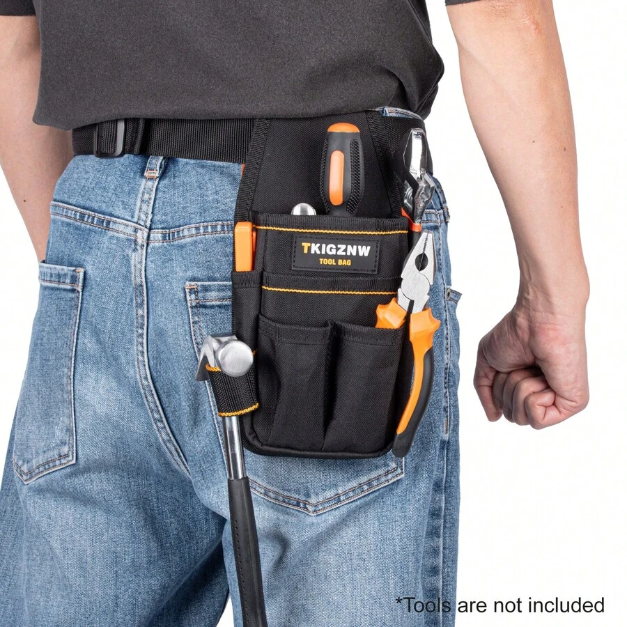 Tool Belt Pouch, Tool Pouch With 15 Pockets, Utility Belt With Hammer Holder, Adjustable For Men Women Electrician Carpenter, Construction - Black - View 1