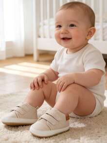 婴儿学步鞋，防滑软底学步鞋，幼儿园学步鞋，新生儿婴儿床鞋，男女通用 - 杏色 - 查看 4