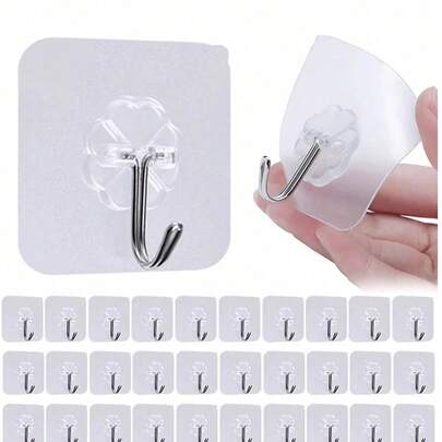 Móc dán trong suốt, chắc chắn, không cần khoan, dùng để treo quần áo, đồ dùng nhà bếp và phòng tắm, gói 5-10-20-30-50 chiếc BYCIES Gói 10 móc dán, móc dán tường trong suốt tự dính cho phòng tắm, móc chắc chắn không mối nối cho nhà bếp và phòng khách (10)