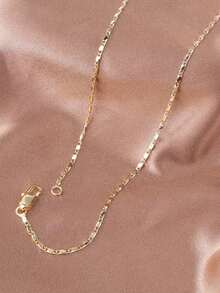 1pc Premium European Style 18K Gold Plated Flat Chain Necklace For Women, 16-30 Inches, Suitable For DIY Jewelry Making Or Daily Wear, Party & Holiday Gifts, Ramadan Event - Flat Necklace - View 2