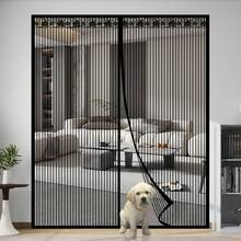 Rèm cửa tự động đóng bằng nam châm, thoáng khí, chống muỗi, sọc đen, mùa hè, thân thiện với thú cưng, thích hợp cho phòng ngủ, ban công, nhà bếp, phòng tắm, nhiều kích cỡ khác nhau. - sọc đen - Xem 2