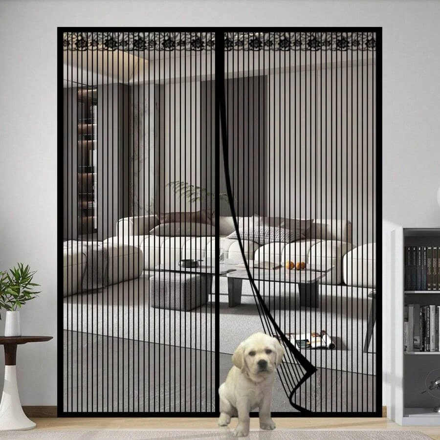 Rèm cửa tự động đóng bằng nam châm, thoáng khí, chống muỗi, sọc đen, mùa hè, thân thiện với thú cưng, thích hợp cho phòng ngủ, ban công, nhà bếp, phòng tắm, nhiều kích cỡ khác nhau.