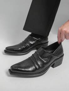 2026 Nuove scarpe derby a punta per uomo, primavera, scarpe casual eleganti con pieghe versatili, stile britannico slip-on loafer, alla moda per discoteca, parrucchiere, giovani uomini - nero - Visualizzare 15