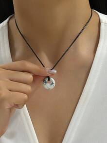 1 pieza Collar con colgante de piedra minimalista y de moda, adecuado para uso diario - Blanco - Ver 2
